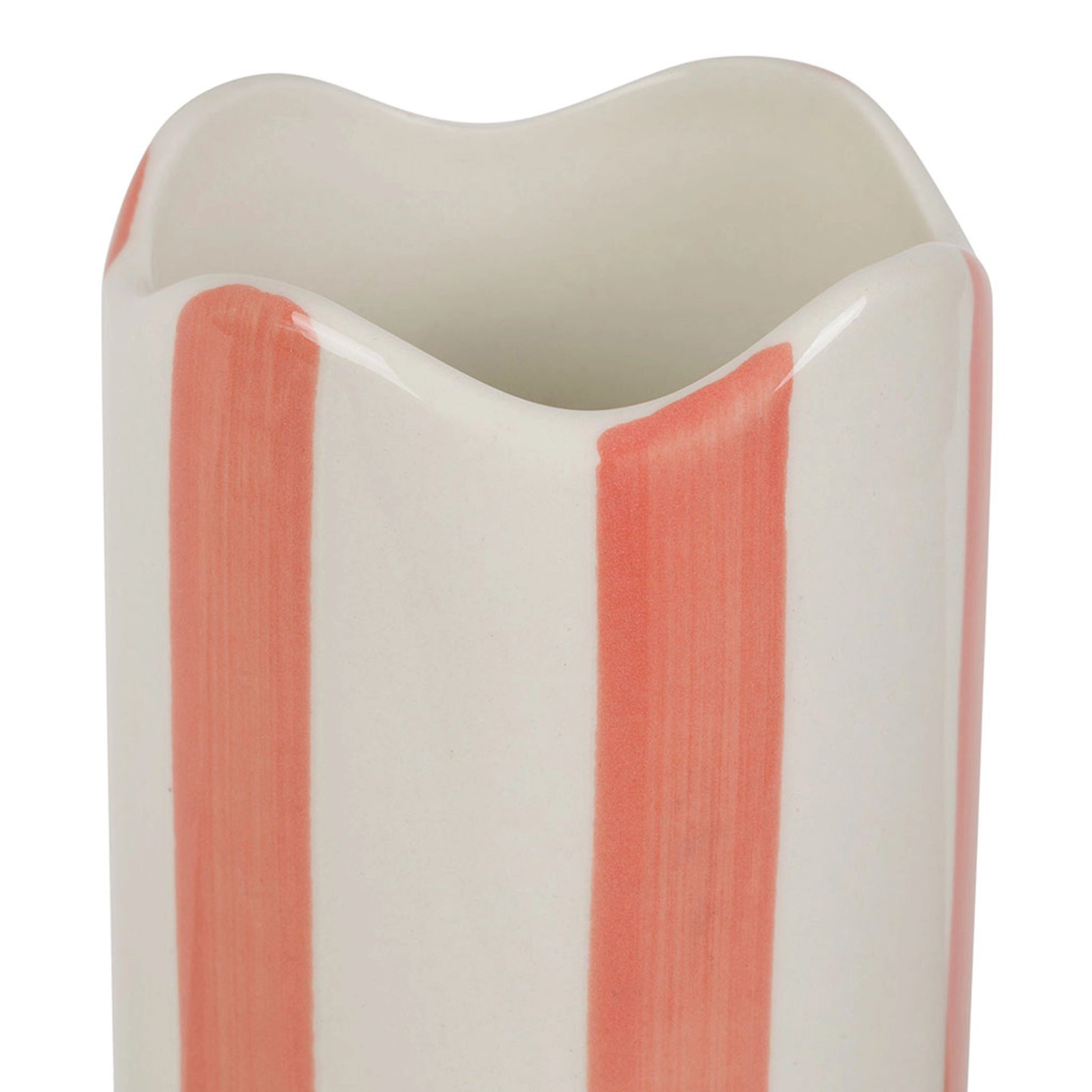 Vase long rayé - Rose et blanc