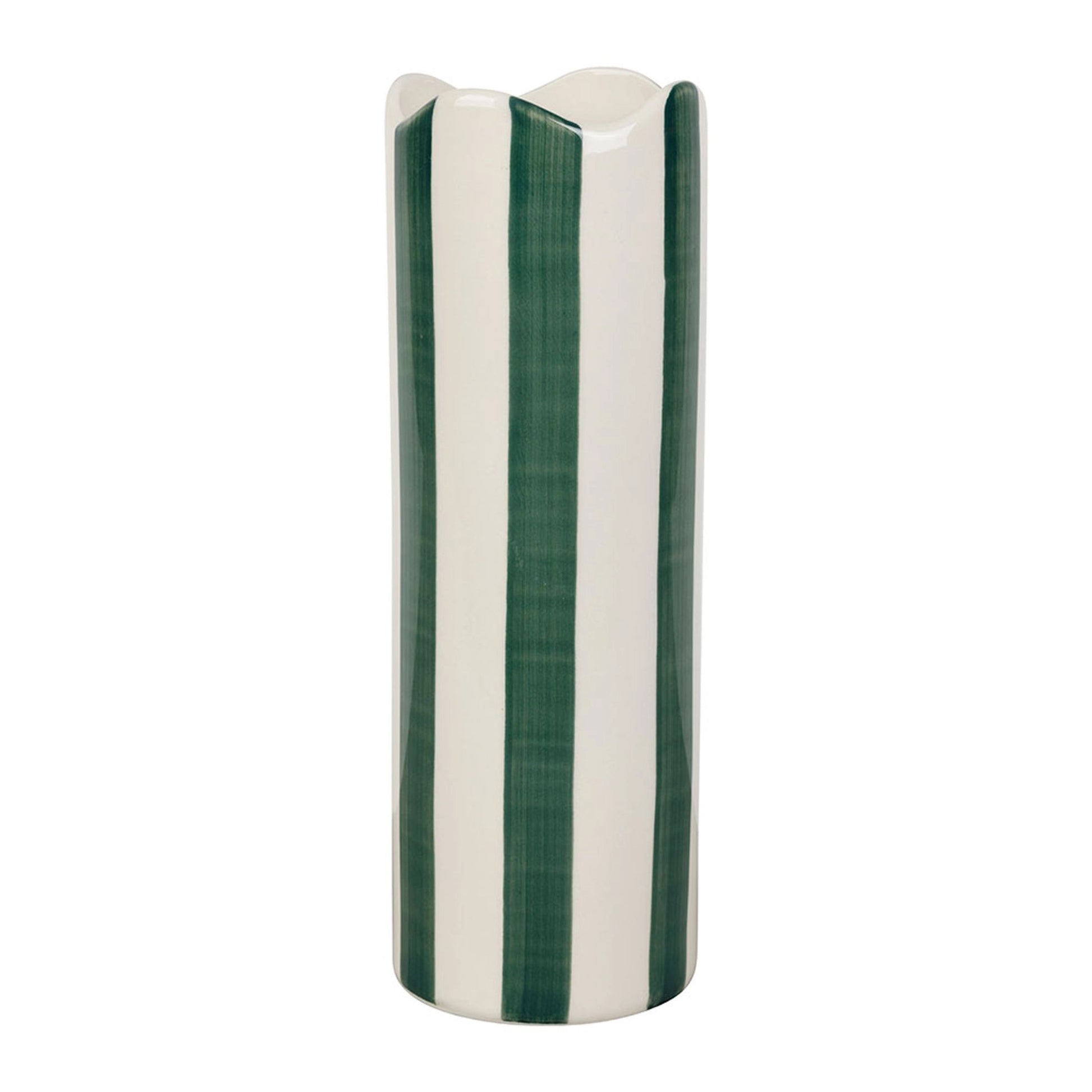Vase long rayé - Vert et blanc