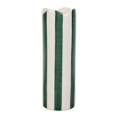Vase long rayé - Vert et blanc