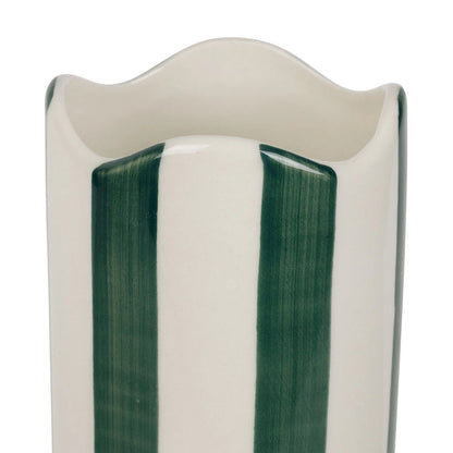 Vase long rayé - Vert et blanc