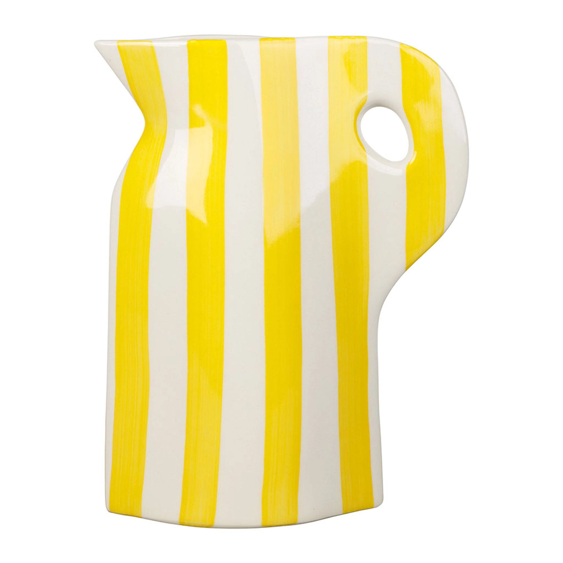 Pichet plat rayé - Jaune et blanc