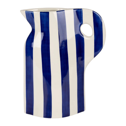 Pichet plat rayé - Indigo et blanc