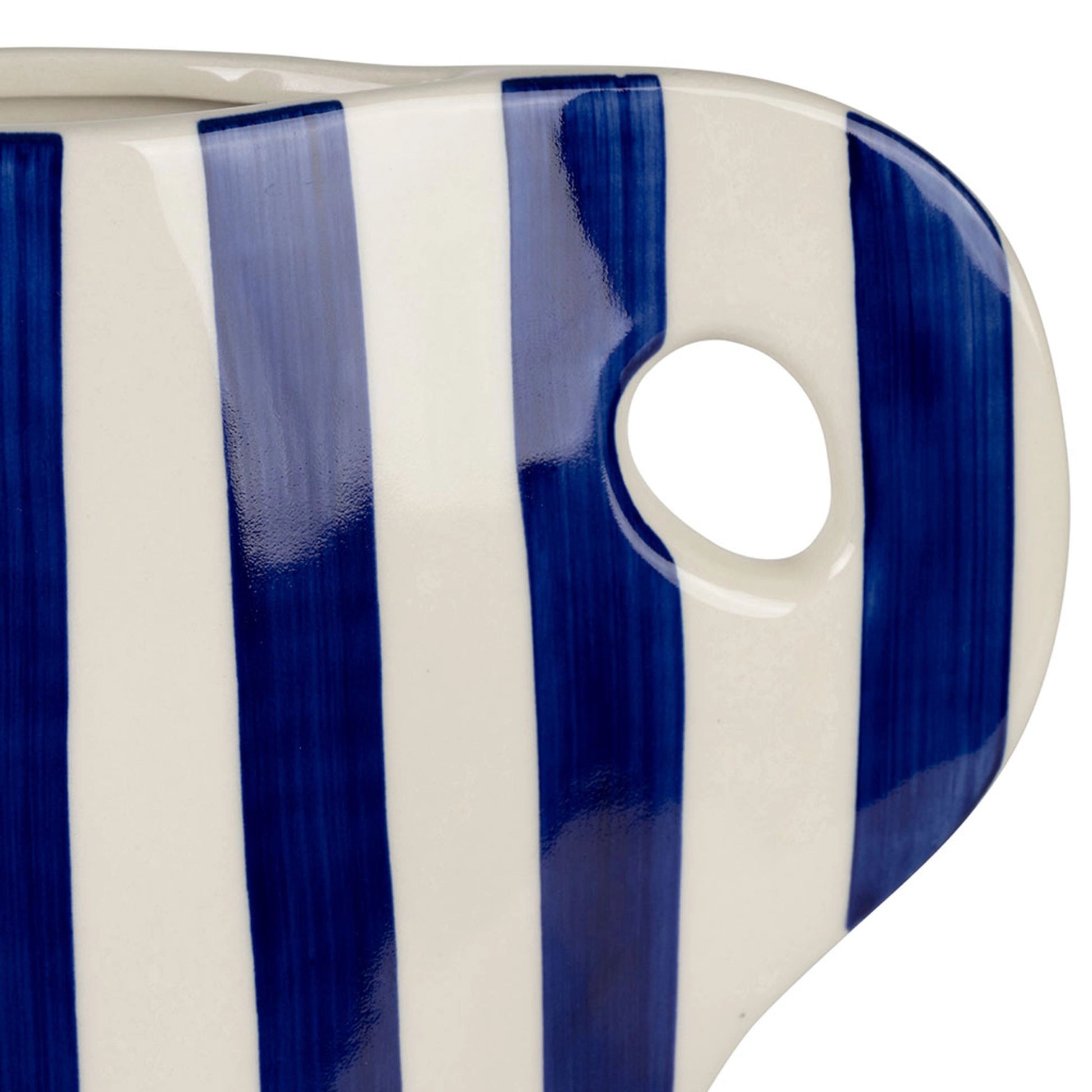 Pichet plat rayé - Indigo et blanc