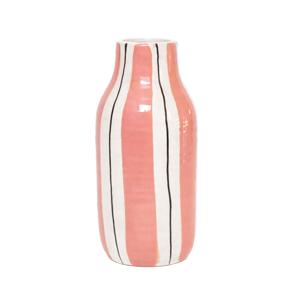 vase giulia rayé rose GM