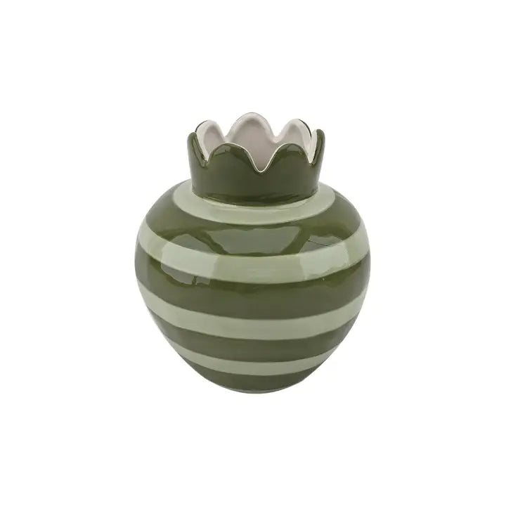 vase ondulé rayé kaki objet