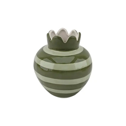 vase ondulé rayé kaki objet
