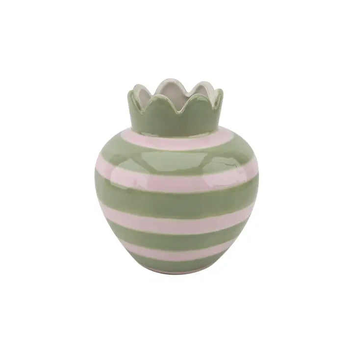 vase ondulé rose et vert opjet