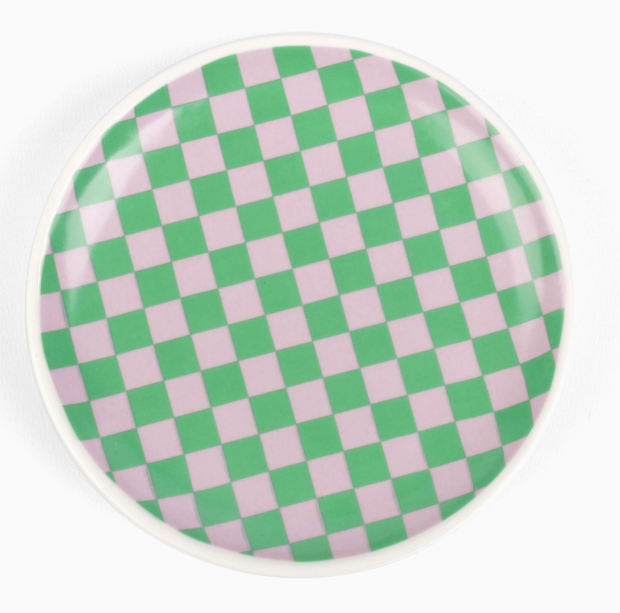 Vide poche/coupelle - Damier rose et vert